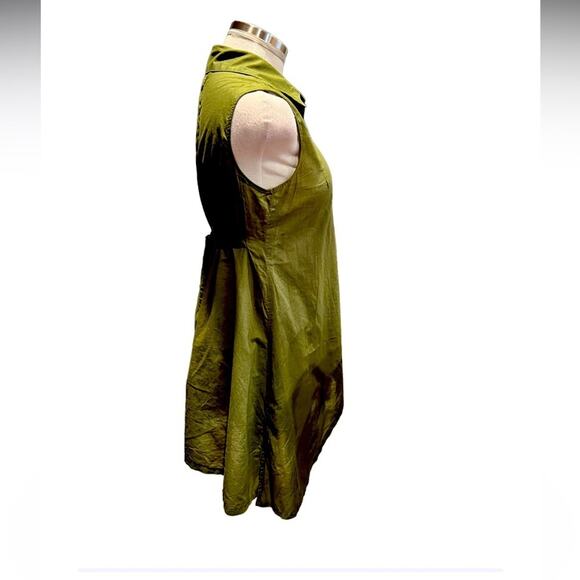 Norma Kamali Button Front Tunic Top Size Green Cotton Sleeveless Size XS - Picture 3 of 7